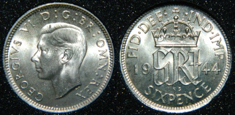 1944 Sixpence